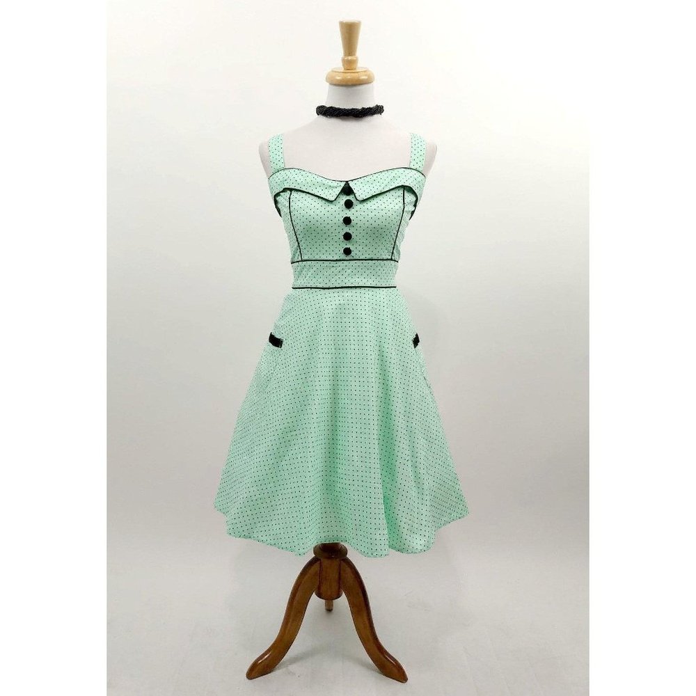 Hell Bunny Vanity Dotted Dress in Mint Green - Picture 4 of 8